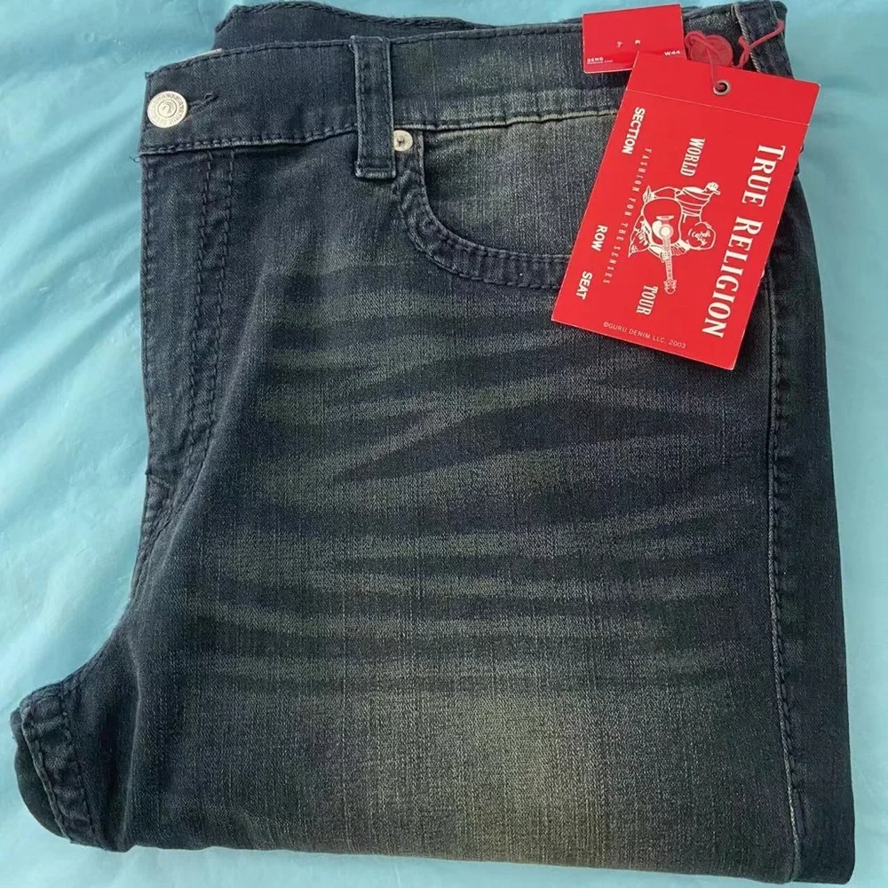 Men’s True Religion Geno Big T Stitch Slim Jeans Size 44